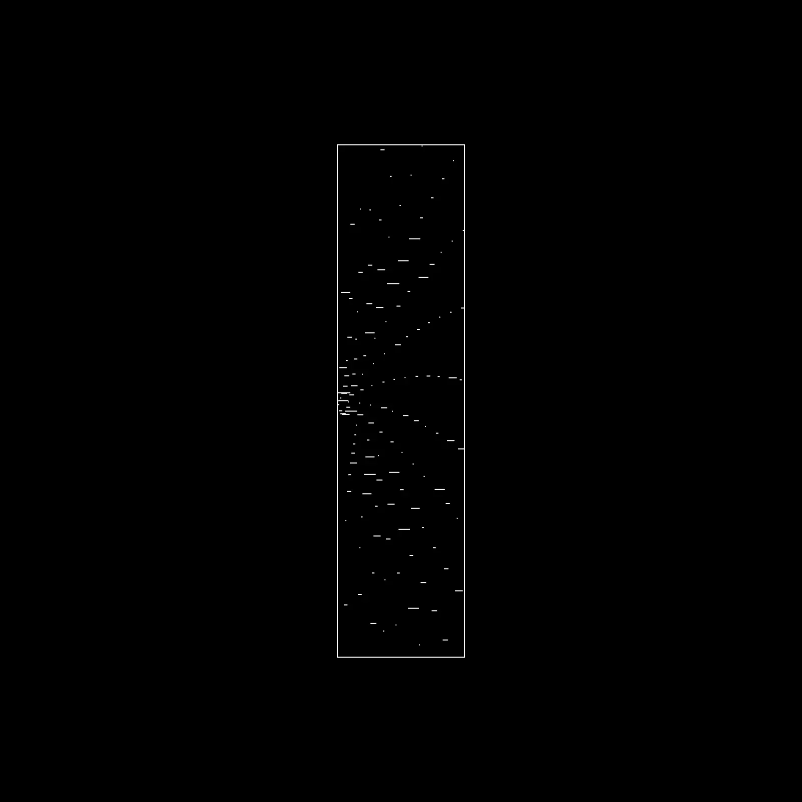 A single gen: dashes fanning out from a point on the left edge, like rays.